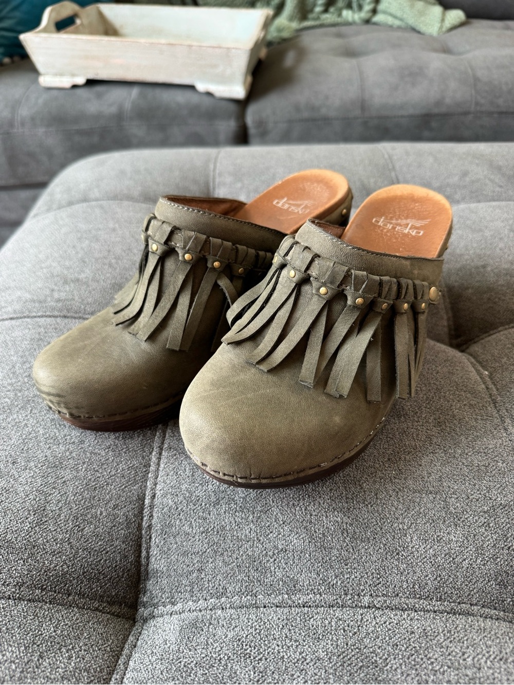 Dansko Deni Fringe Suede Clogs